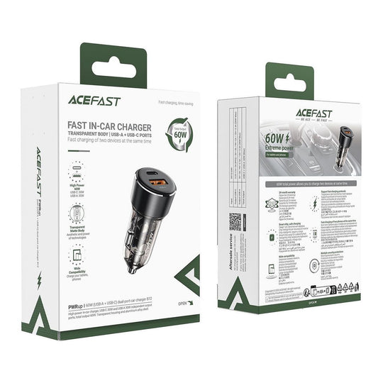 Acefast Fast Charge Car Charger B10 60W (USB-C+USB)